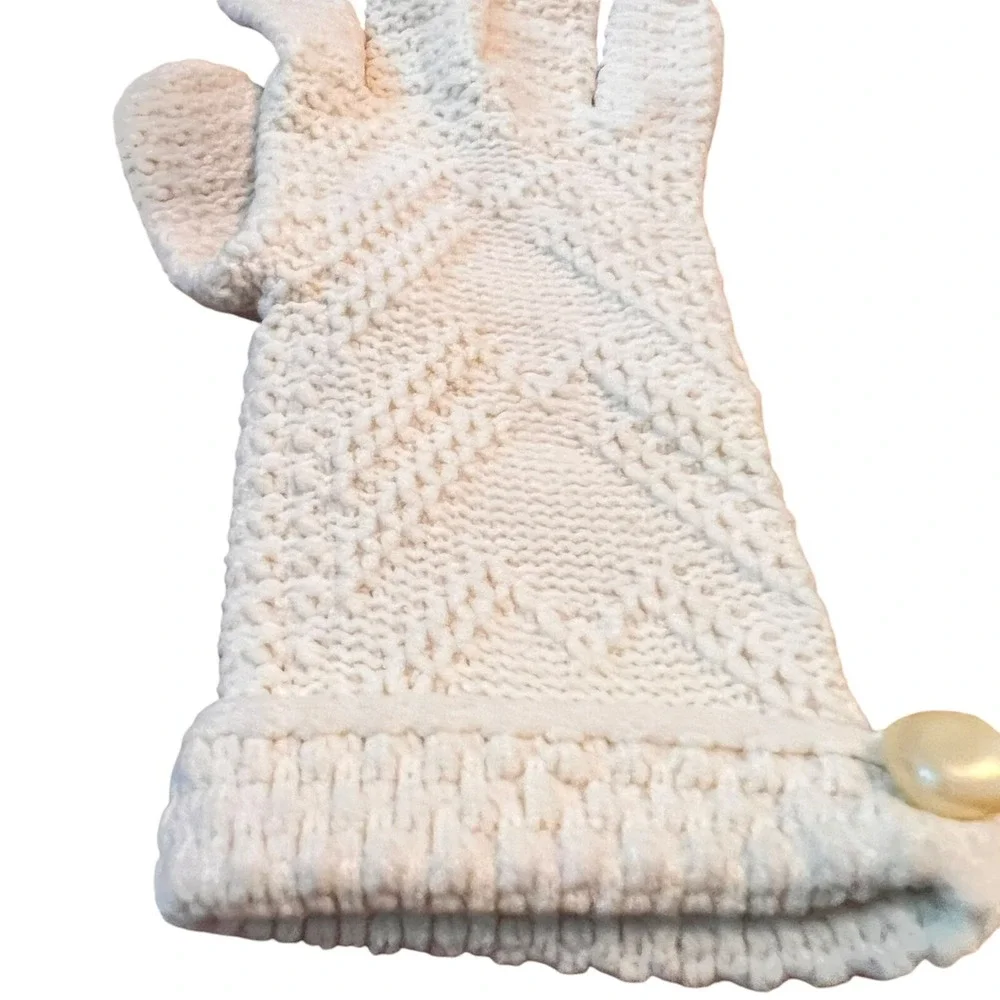 Vintage‎ Childrens/Womens Knit Gloves Pearl Buttons Retro Glam